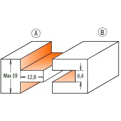 Frezy do łączenia na pióro i wpust komplet A+B #6,4x12,8mm | s=8mm CMT